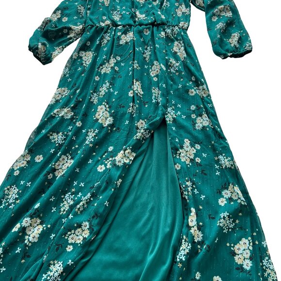 Green Floral Maxi Dress. Perfect Spring Outfit. Premier Amour Size 12. - Picture 7 of 12